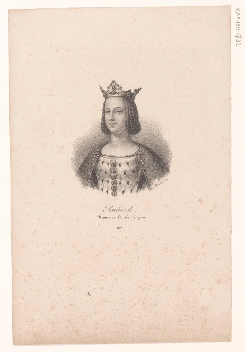 Portret van koningin Richardis by anonymous, print, 1818-1842