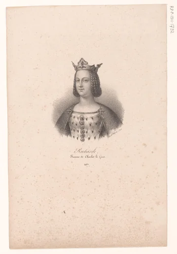 Portret van koningin Richardis by anonymous, print, 1818-1842