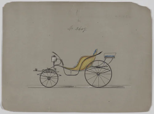 Design for Pony Phaeton, no. 3609 by Brewster & Co., drawing, 1880