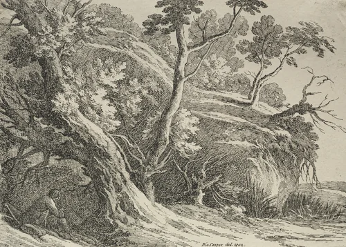 Specimens of Polyautography: Man Seated under an Oak by Richard Cooper, print, 1802
