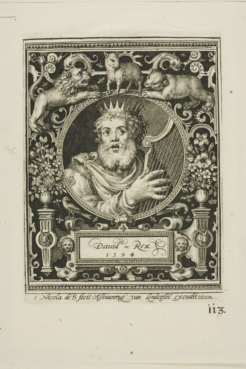 King David, plate five from The Nine Worthies by Nicolaes de Bruyn, print, 1594