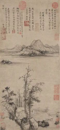 A Scholar's Retreat amid Autumn Trees by Wang Fu, painting, 1401-1406