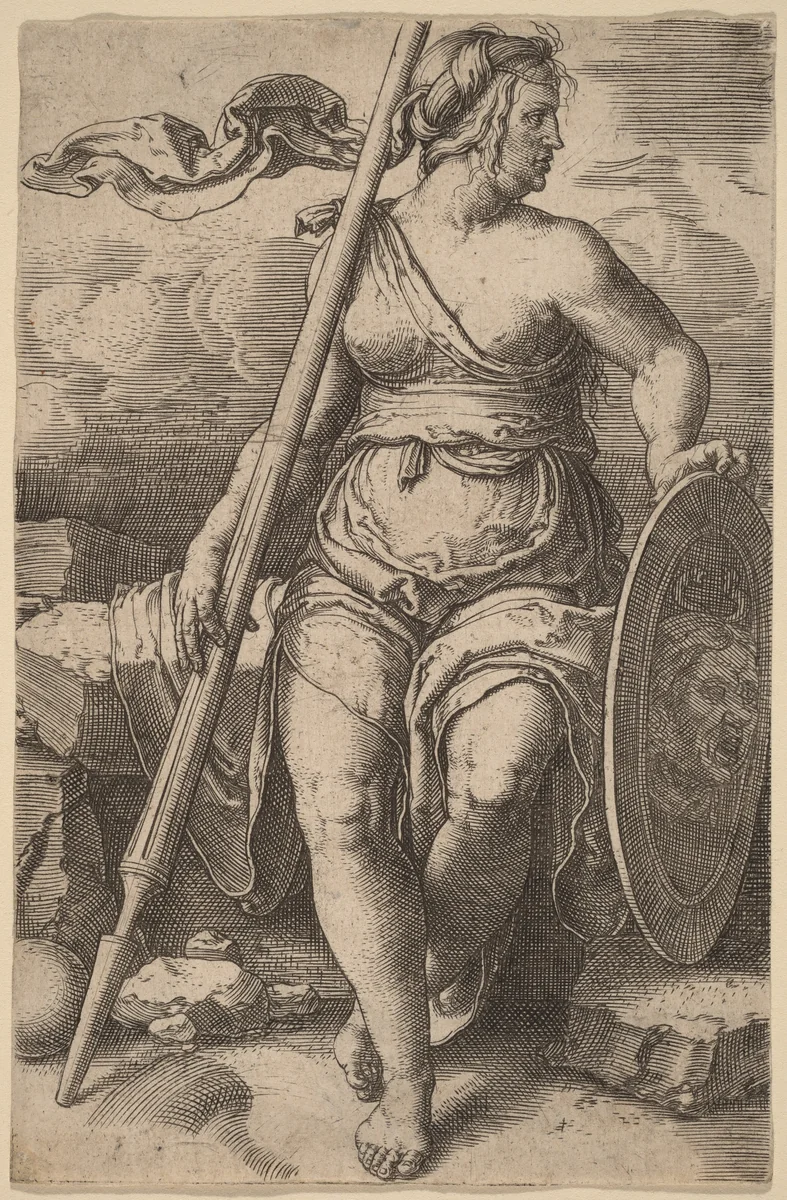 Pallas Athene by Lucas van Leyden, print, 1530