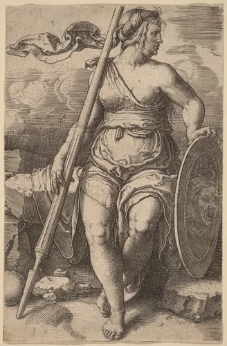 Pallas Athene by Lucas van Leyden, print, 1530