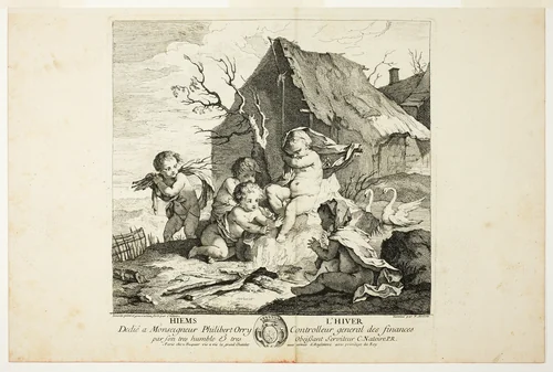 Winter, plate four from Le Quatre Saisons by Charles Joseph Natoire, print, 1735
