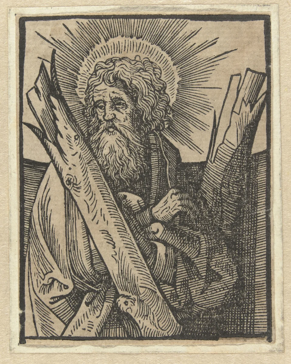 De apostel Andreas by anonymous, print, 1518-1550