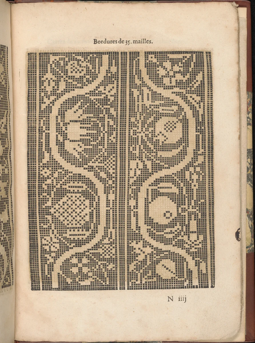 Les Secondes Oeuvres, et Subtiles Inventions De Lingerie du Seigneur Federic de Vinciolo Venitien, page 52 (recto) by Federico de Vinciolo, book, 1603