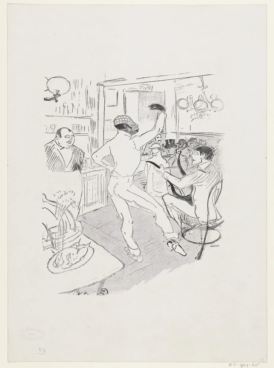 Portret van dansende zwarte clown Chocolat in Engelse Bar in Parijs by anonymous, photograph, 1896