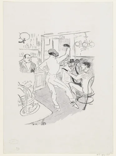 Portret van dansende zwarte clown Chocolat in Engelse Bar in Parijs by anonymous, photograph, 1896