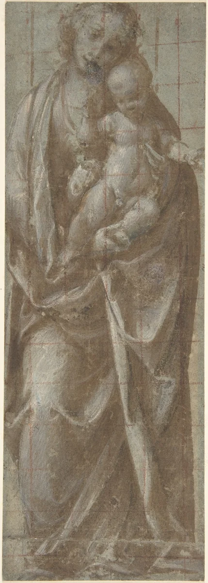 Standing Virgin Holding the Christ Child by Gaudenzio Ferrari, drawing, 1475-1546