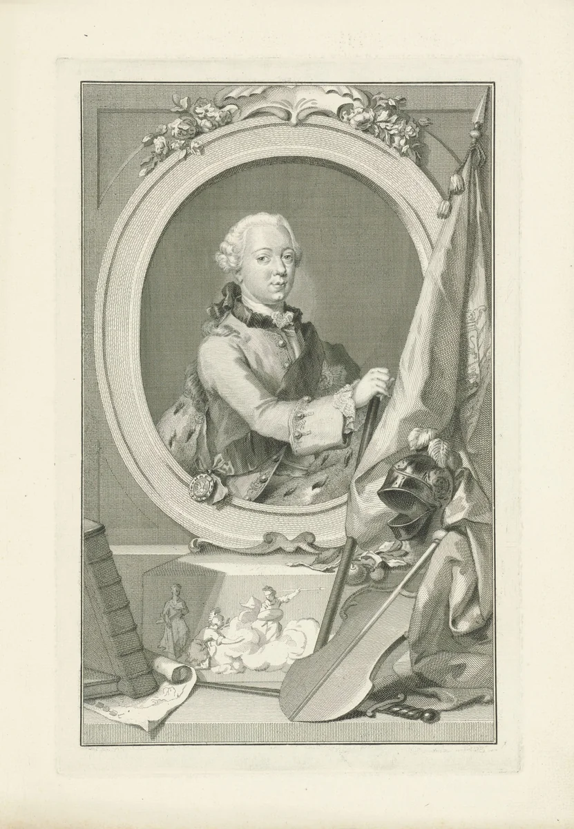 Portret van Willem V, prins van Oranje-Nassau by Jacob Houbraken, print, 1766-1780