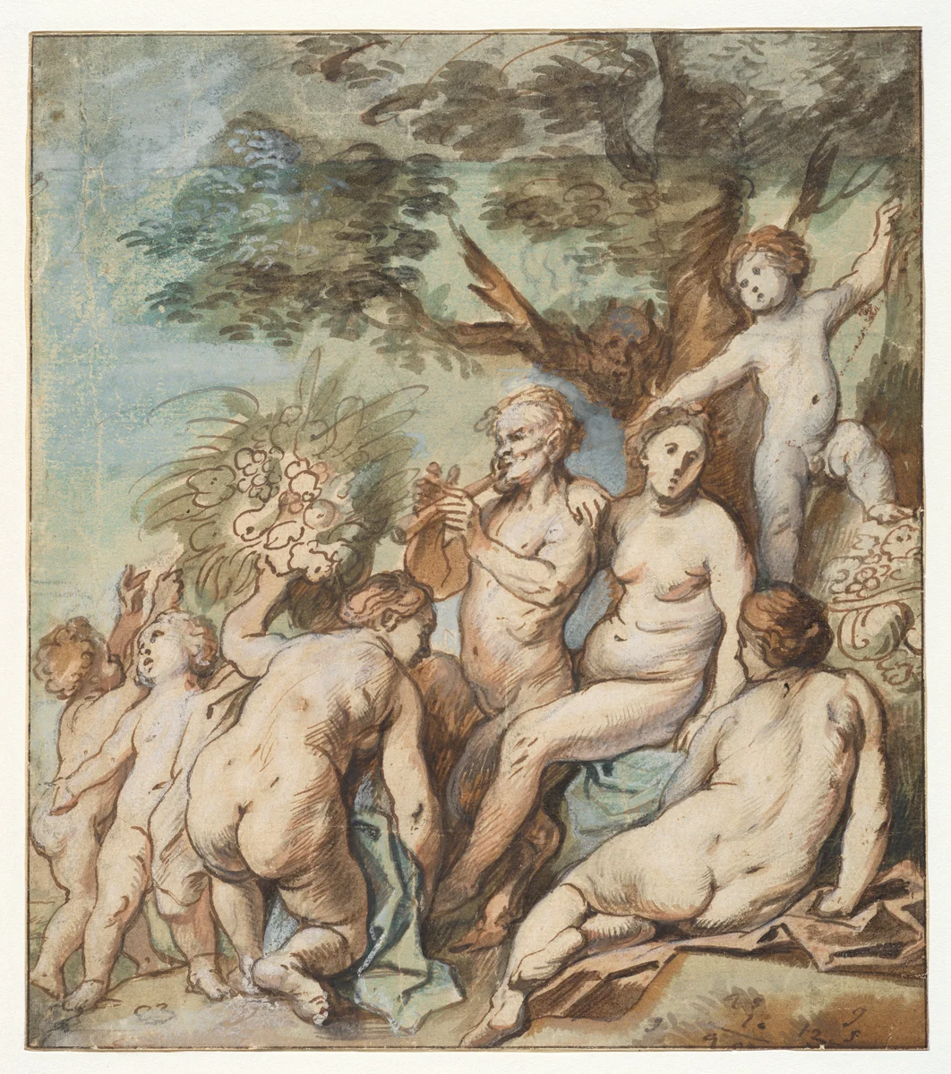 Allegory of Fertility (Recto) by Jacob Jordaens, drawing, 1637-1643