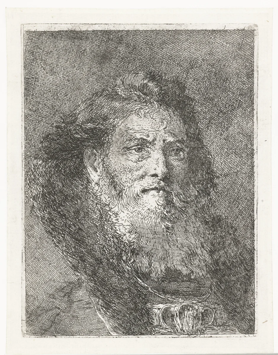 Man zonder hoofddeksel by Giovanni Domenico Tiepolo, print, 1757-1758