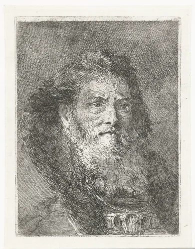 Man zonder hoofddeksel by Giovanni Domenico Tiepolo, print, 1757-1758