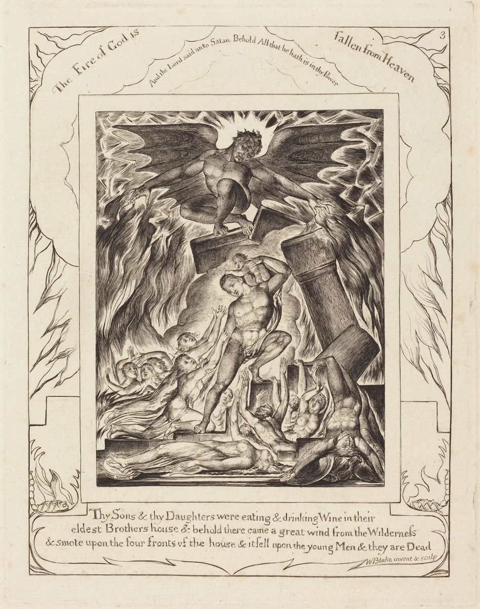 The Destruction of Job's Sons by William Blake, print, 1825