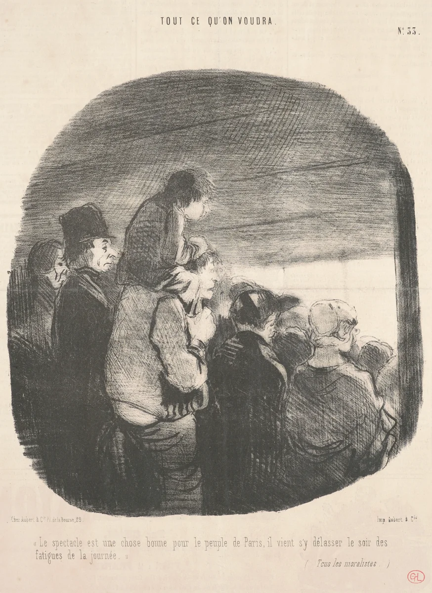 Le spectacle est une chose bonne pour le peuple de Paris ... by Honoré Daumier, print, 1848