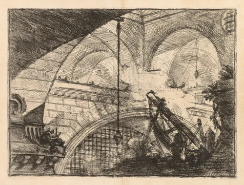 The Prisons: A Series of Galleries with Crane-Like Erection of Beams by Giovanni Battista Piranesi, print, 1745-1750