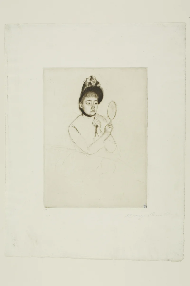 The Bonnet by Mary Cassatt, print, 1891