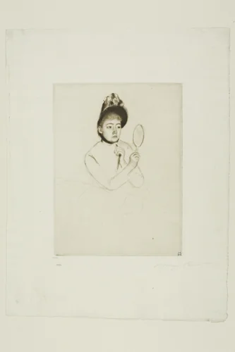 The Bonnet by Mary Cassatt, print, 1891