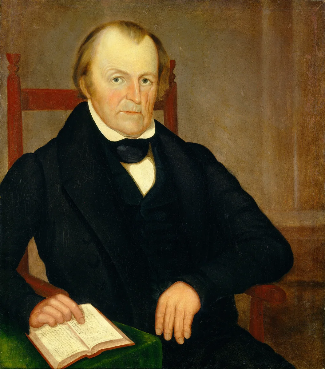 Old Man in Red Slat Back Chair by American 19th Century, painting, 1836-1840