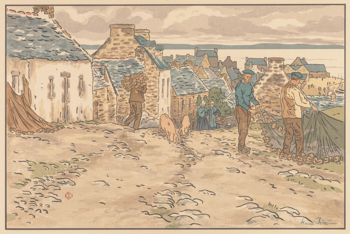 The Beautiful Countryside in Brittany: Street in Tréboul by Henri Rivière, print, 1898
