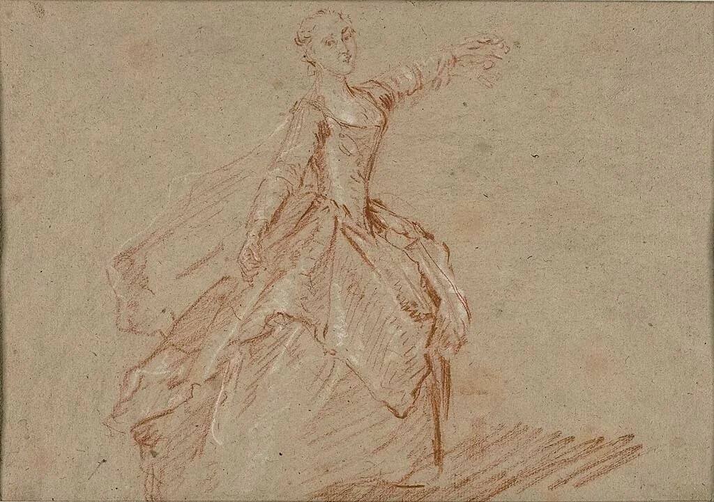Study for The Dance Between the Pavilion and the Fountain by Nicolas Lancret, drawing, 1727-1737