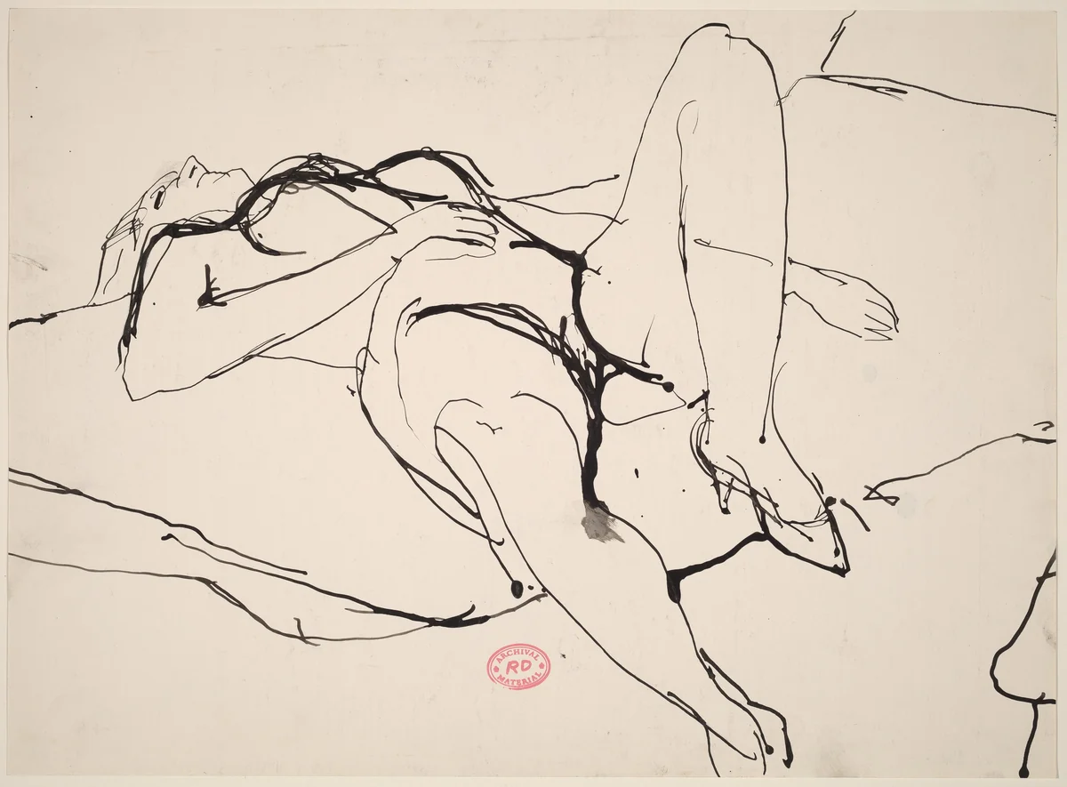 Untitled [reclining female nude in high heels] by Richard Diebenkorn, drawing, 1955-1967