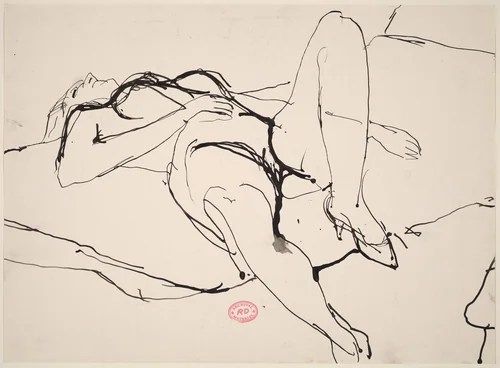 Untitled [reclining female nude in high heels] by Richard Diebenkorn, drawing, 1955-1967