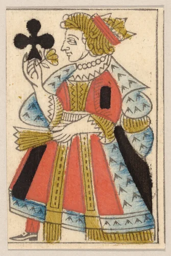 Queen of Clubs, from a Set of Piquet Cards by Claude Fayolle, print, 1770-1826