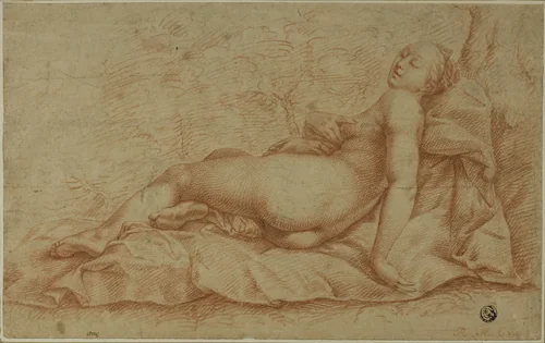 Psyche Asleep by Jacob Matham
Abraham Bloemaert, drawing, 1650-1750