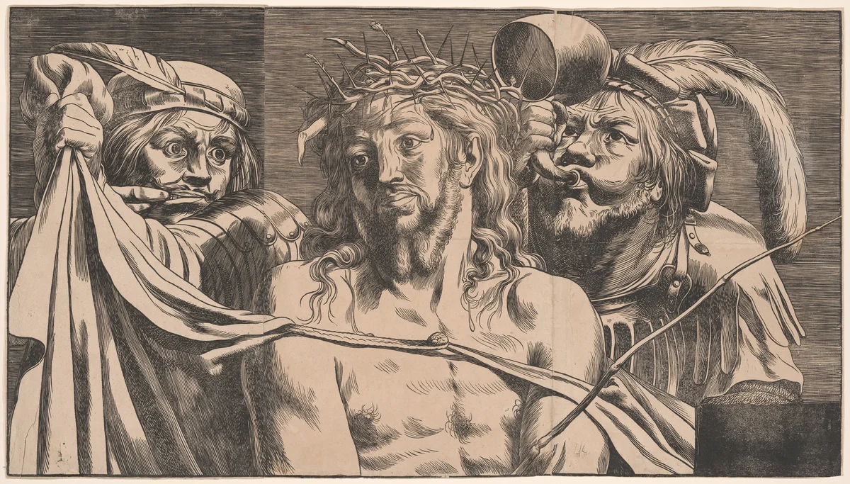 The Mocking of Christ by Werner van den Valckert, print, 1620