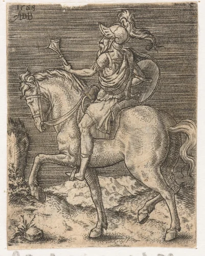 Romeinse ruiter te paard by Abraham de Bruyn, print, 1567