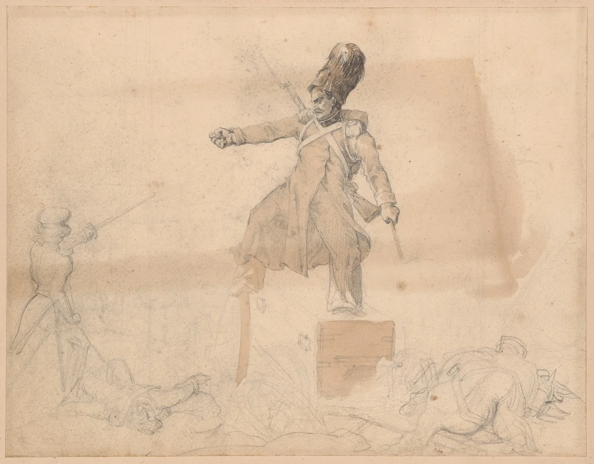 Caisson d'artillerie by Jean Louis André Théodore Géricault, drawing, 1818-1824