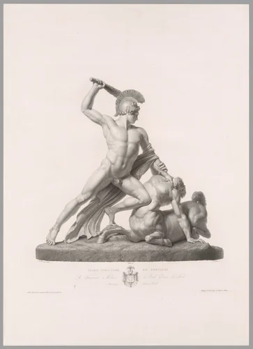 Theseus and Centaur, Front View, from Oeuvre de Canova by Pietro Bettelini, print, 1817