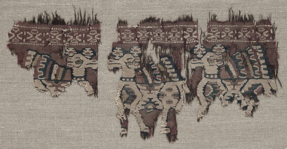 Two Mounted Fragments of a Border (from a Garment ?) by Unknown, textile, 780-820