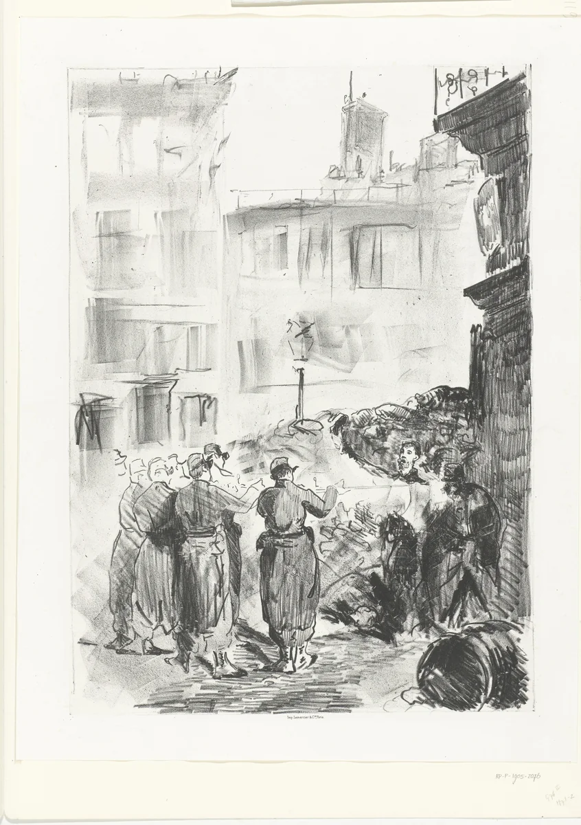 Executie door vuurpeloton van aanhangers van Paris Commune by Edouard Manet, print, 1871