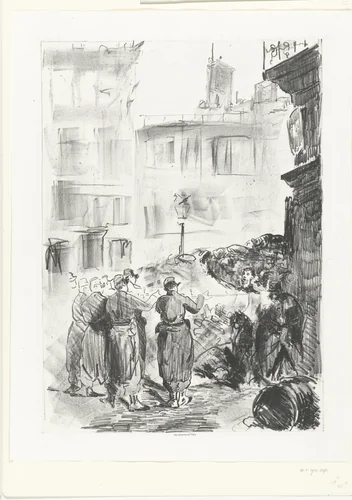 Executie door vuurpeloton van aanhangers van Paris Commune by Edouard Manet, print, 1871