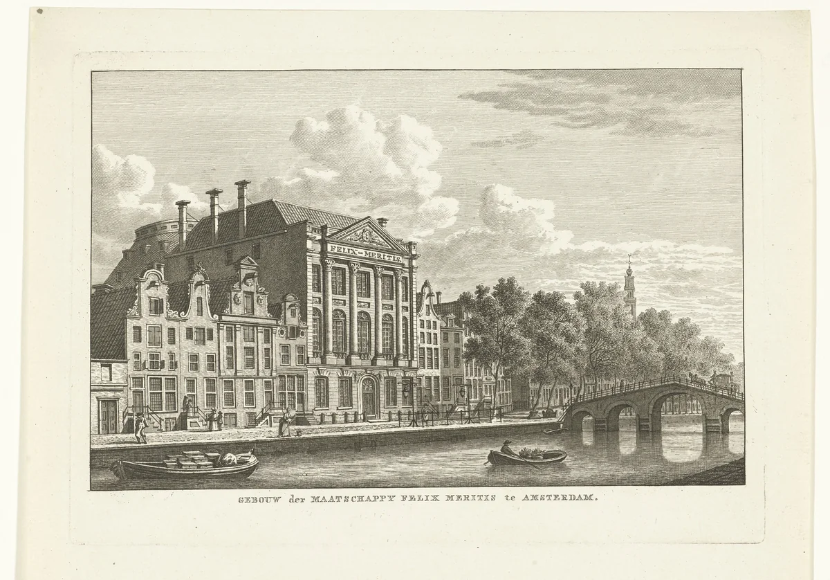 Gezicht op het gebouw Felix Meritis te Amsterdam by Carel Frederik Bendorp, print, 1786-1792