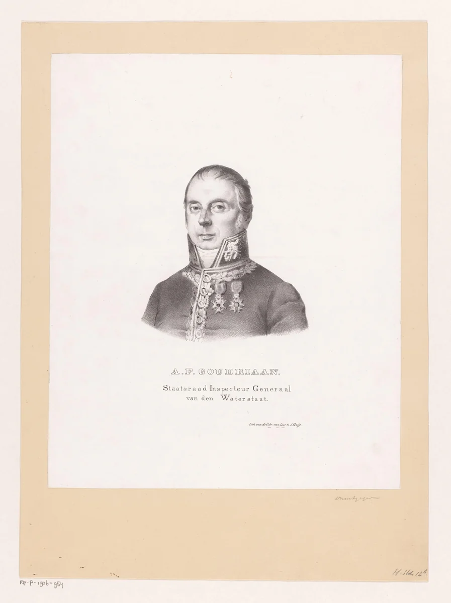 Portret van Adrianus François Goudriaan by anonymous, print, 1834-1850