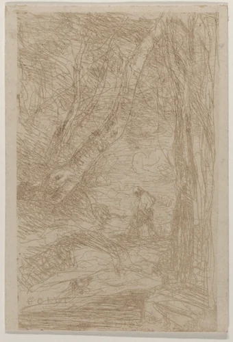 The Woodcutter of Rembrandt (Le Bûcheron de Rembrandt) by Camille Corot, print, 1853