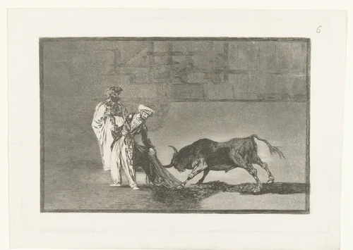 Stierenvechters in een arena by Francisco de Goya, print, 1811-1816