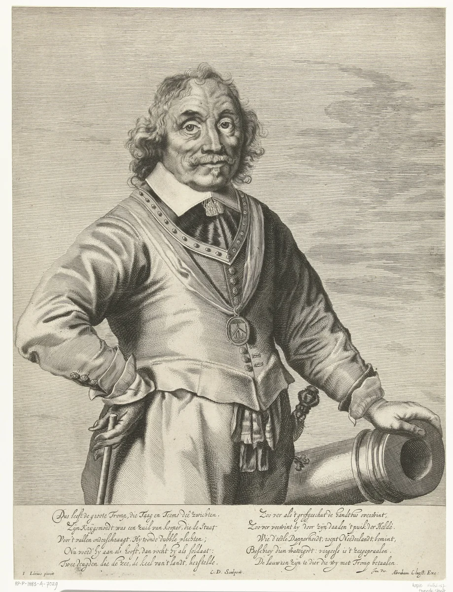 Portret van Maarten Harpertszoon Tromp by anonymous, print, 1648-1664