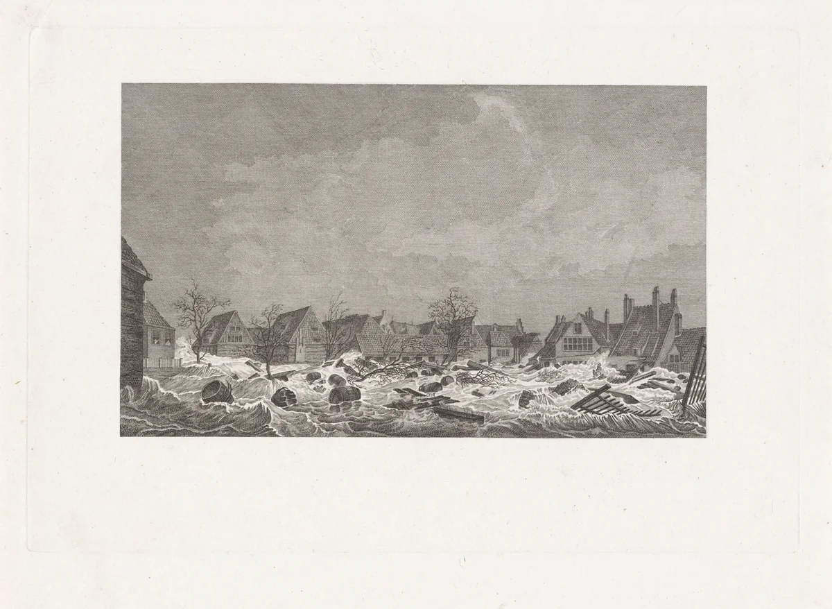 Doorbraak van de Wijnbergse Kaai te Vlissingen, 1808 by Izaak Jansz. de Wit, print, 1808