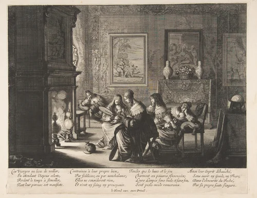 Foolish Virgins Sleeping by Abraham Bosse, print, 1630-1640