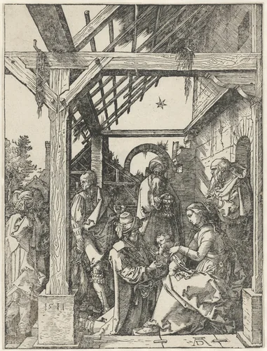 De aanbidding door de koningen by Unknown, print, 1511