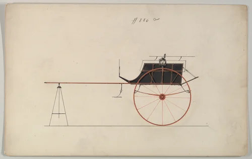 Design for Tandem Cart, no. 886a by Brewster & Co., drawing, 1870-1874