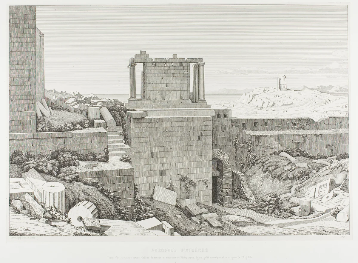 The Acropolis of Athens by Théodore Caruelle d' Aligny, print, 1845