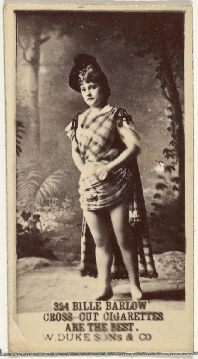 Card Number 324, Billie Barlow, from the Actors and Actresses series (N145-3) issued by Duke Sons & Co. to promote Cross Cut Cigarettes by W. Duke, Sons & Co., photograph, 1880-1889