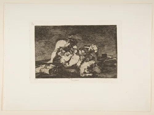 Plate 10 from "The Disasters of War" (Los Desastres de la Guerra): 'Nor [do these] either' (Tampoco) by Goya, print, 1810