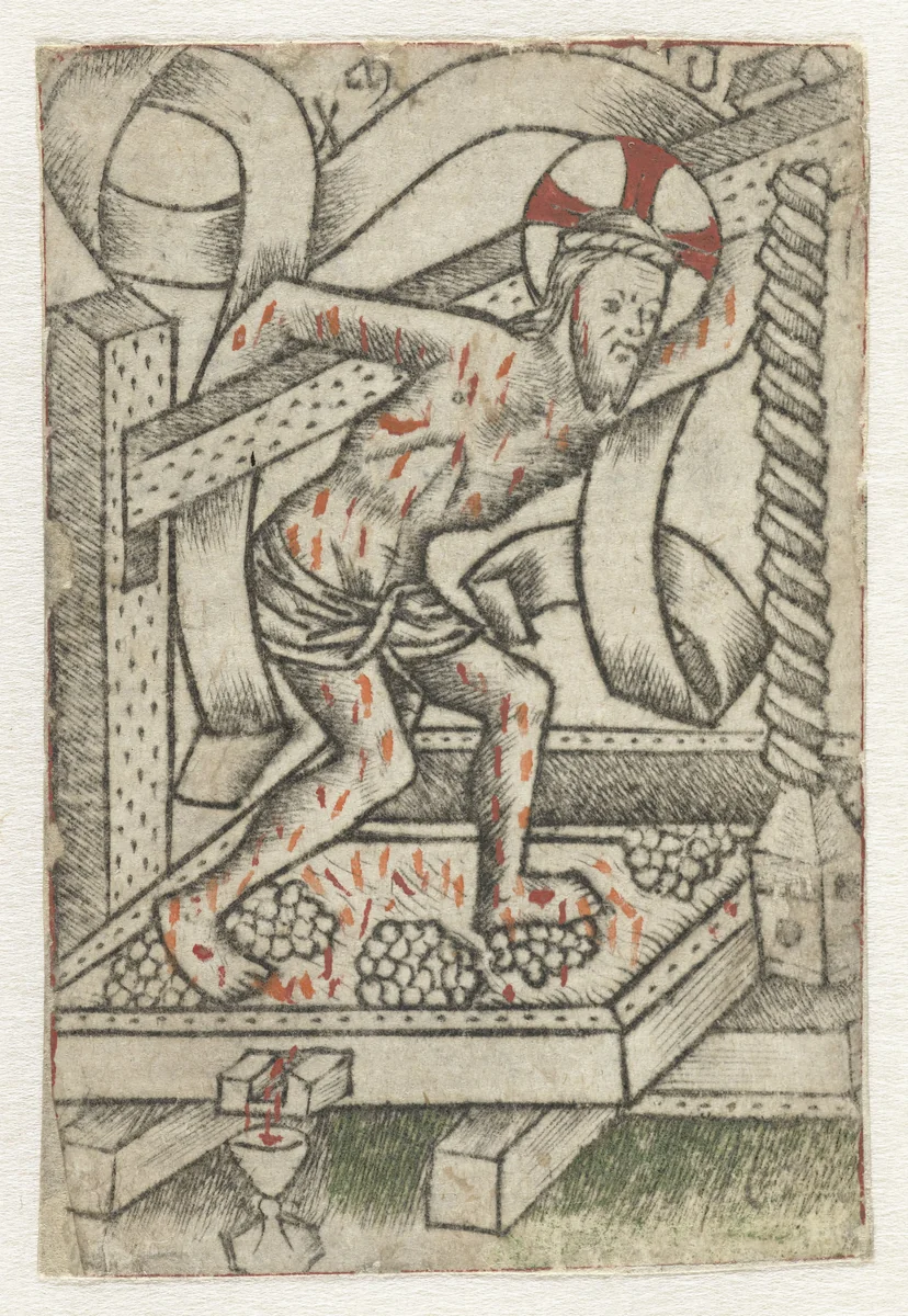 Christus in de wijnpers by Meester van het Martyrium der Tienduizend, print, 1463-1467